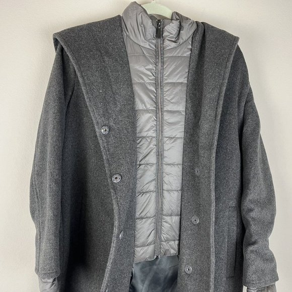 GALLERY Melange Hooded Wool Blend Quilted Bib Coat ~ NWT - Picture 4 of 10